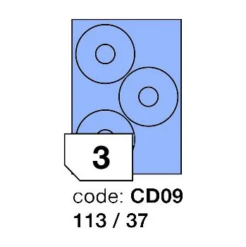 Samolepící etiketa Samolepící etikety Rayfilm Office průměr 113/37 mm 100 archů, matně modrá, R0123.CD09