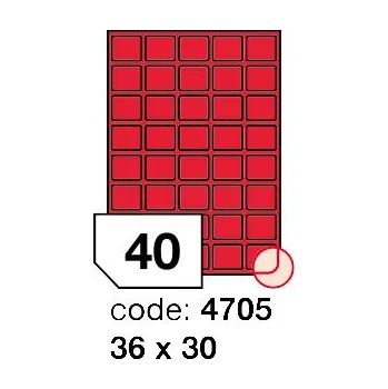Speciální papír Samolepící etikety Rayfilm Office 36x30 mm 100 archů, fluo červená, R0132.4705