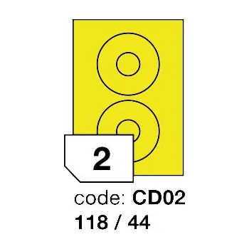 Samolepící etiketa Samolepící etikety Rayfilm Office průměr 118/41 mm 100 archů, matně žlutá, R0121.CD02