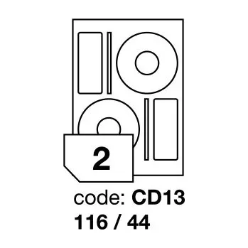 Samolepící etiketa Samolepící etikety Rayfilm Office průměr 116/44 mm 100 archů R0100.CD13A