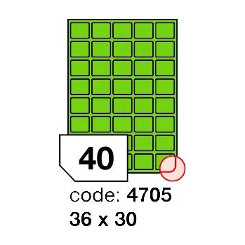 Samolepící etiketa Samolepící etikety Rayfilm Office 36x30 mm 100 archů, fluo zelená, R0130.4705