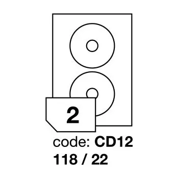 Samolepící etiketa Samolepící etikety Rayfilm Office průměr 118/22 mm 100 archů R0100.CD12A