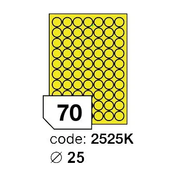 Samolepící etiketa Samolepící etikety Rayfilm Office průměr 25 mm 100 archů, fluo žlutá, R0131.2525K