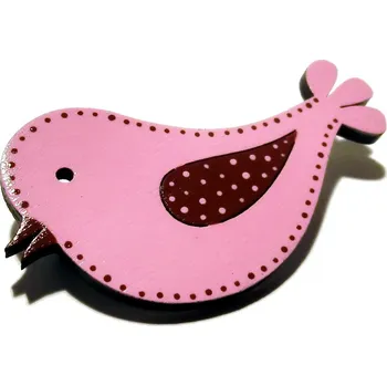 Brož Petra Truszyková Brož dřevěná - ptáček růžový