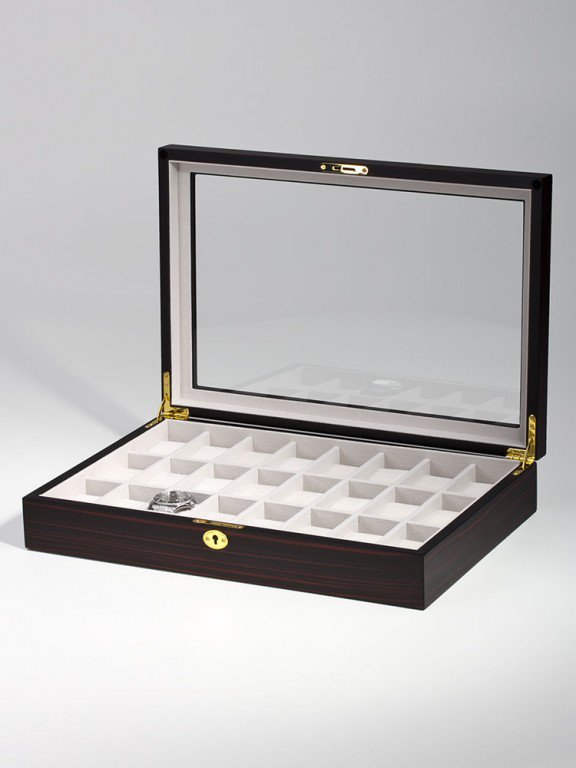 Vitrine à Montres Rothenschild RS-1135-30BU - Boîte En Bois Bubinga Pour 30 Montres - Neuf Avec Étiquette