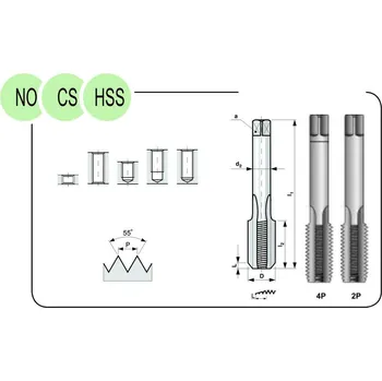 Závitořezný nástroj BUČOVICE TOOLS Závitník ČSN 22 3012 Trubkový závit NO sadový G 5/8 č. lll