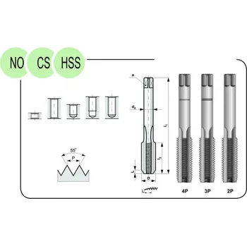 Závitořezný nástroj BUČOVICE TOOLS Závitník PN 8/3011 Whitworthův závit NO sadový W 1/8'' č. lll