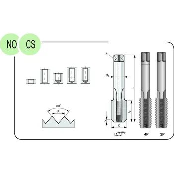 Závitořezný nástroj BUČOVICE TOOLS Závitník PN 8/3014 Pg (P, PZ) Pancéřový závit NO sadový P 9 sada
