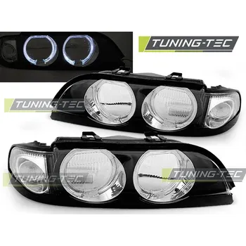 Přední světlomet BMW E39 09.95-08.00 kompletní kryty Angel Eyes Black - bez čoček H7/H7 (LPBM56)