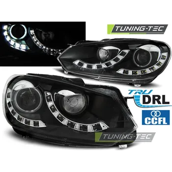 Přední světlomet Přední světla angel eyes CCFL s LED denními světly RL VW Golf VI/6 černé (LPVWI9)