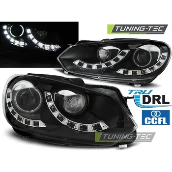 Přední světlomet PŘEDNÍ SVĚTLOMETY VOLKSWAGEN GOLF 6, 2009-, LED DAYLIGHT, ČERNÉ BLACK, S HOMOLOGOVANÝM DENNÍM SVÍCENÍM V OBOU PRUZÍCH (LPVWI7)