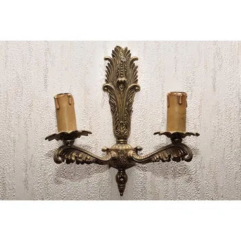 Lampička Nástěnná mosazná lampička dvojče