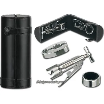 Otvírák Sada na víno 3 dílná v černém obalu z umělé kůže