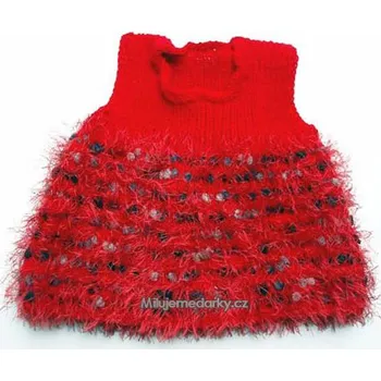 ručně pletené červené šaty s třásněmi - 62