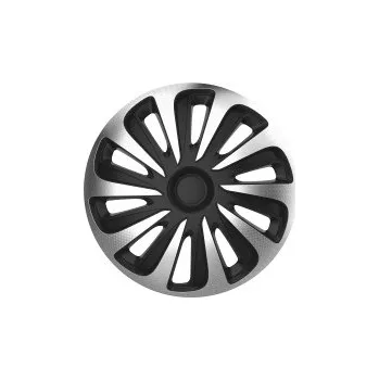 Poklice na kolo Poklice na kola 14" model Caliber (barva stříbrná/černá carbon-look) - 4 kusy