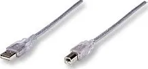Datový kabel Manhattan USB 2.0 kabel A-B M/M 1,8m, stříbrný