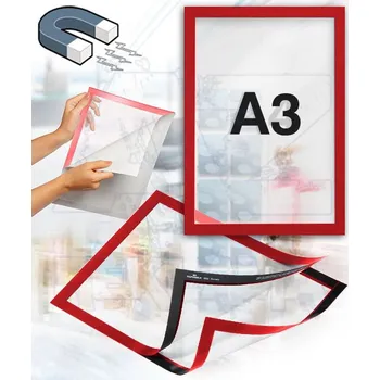 Samolepící magnetický rám A3 - červený