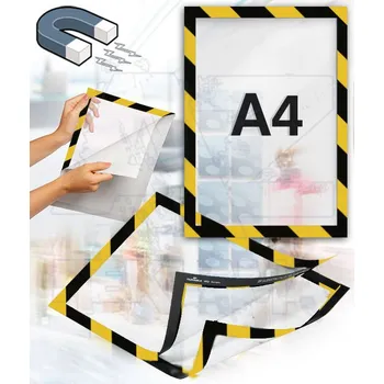 Kancelářský nábytek Samolepící magnetický rám A4 žluto černý