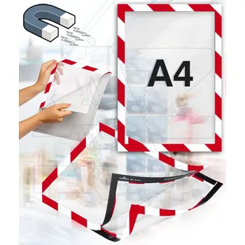 Samolepící magnetický rám A4 červeno bílý