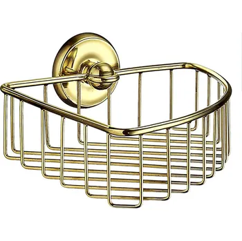 Drátěná police Villa - polička drátěná rohová, leštěná mosaz V274