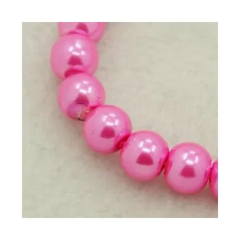 Dětské navlékací korálky Voskované perličky 6mm 20ks zářivě růžové