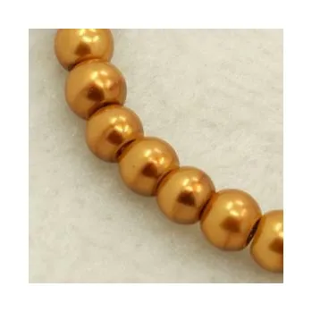 Dětské navlékací korálky Voskované perličky 6mm 20ks tmavě zlaté