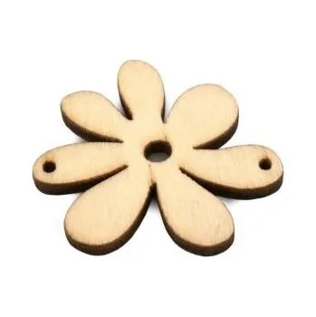 Korálek Dřevěná kytička 25mm přírodní