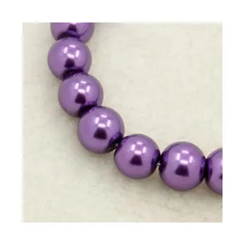 Dětské navlékací korálky Voskované perličky 8mm 10ks tmavě fialové