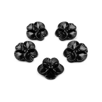 Korálek Plastový korálek květ metalický černý