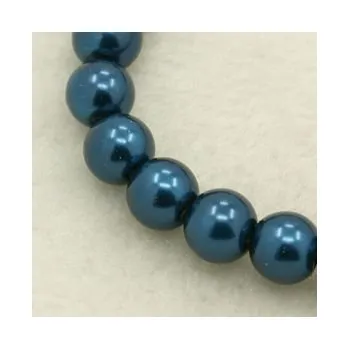 Dětské navlékací korálky Voskované perličky 12mm 10ks ocelově modré