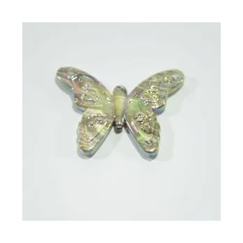 Dětské navlékací korálky Korálek "disco" motýl velký šedozelený