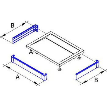 Sprchová vanička PWI - hliníkový panel k obdélníkové vaničce 120x80, montáž ke stěně (U-panel) PWIU8012080