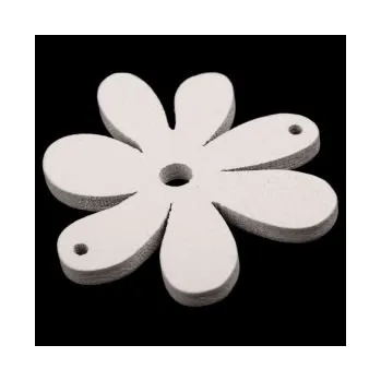 Dětské navlékací korálky Dřevěná kytička 25mm bílá