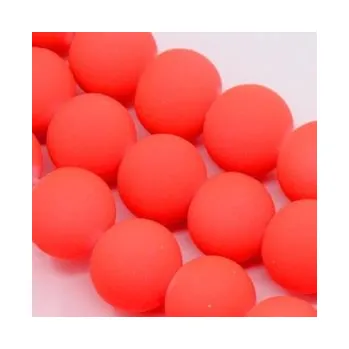 Dětské navlékací korálky Korálky pogumované 10mm 5ks zářivě růžovooranžové