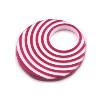 Korálek Plastový donut 38mm s fialovými pruhy