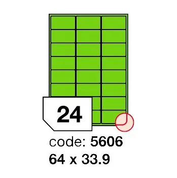 Samolepící etiketa Samolepící etikety Rayfilm Office 64x33,9 mm 100 archů, fluo zelená, R0130.5606