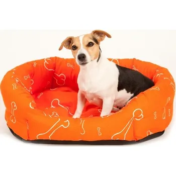 Pelíšek pro psa Samohýl Kost oranžovo/bílý pelech 8 hran