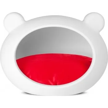 Pelíšek pro psa Guisapet plastový pelíšek pro psy bílý, polštář červený