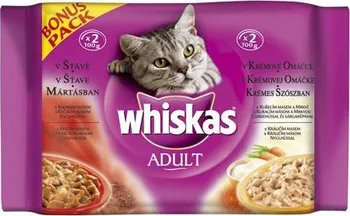 Krmivo pro kočku Whiskas Adult Menu ve šťávě/v krémové omáčce 4 x 100 g