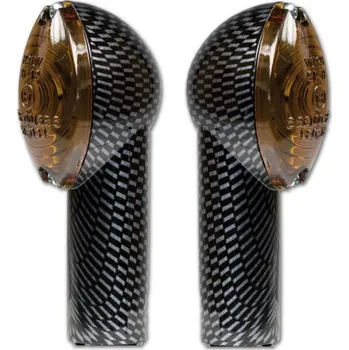 Osvětlení pro motocykl Blinkry "Micro" carbon dlouhé - tón. sklo, pár 21W