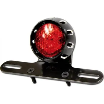 Osvětlení pro motocykl Světlo chopper "CNC" LED černé, červené sklo 70 mm s osvitem SPZ