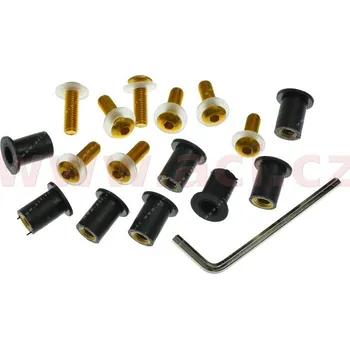 Inbusy s vložkami M5 pro uchycení plexi Oxford, zlatý elox