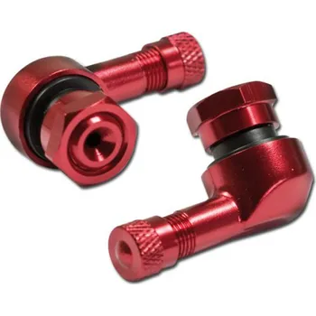 Duše na kolo Ventilky hliníkové 90° červené, pár