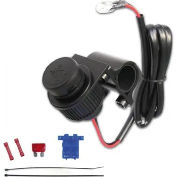 Elektrická zásuvka Moto zásuvka 12V palubní s objímkou na řidítka, kabel 170 cm