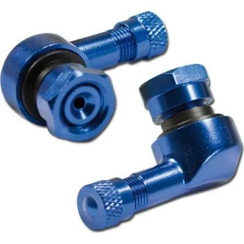 Duše na kolo Ventilky hliníkové 90° modré, pár