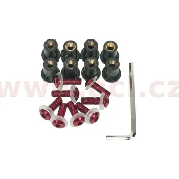 Inbusy s vložkami M5 pro uchycení plexi Oxford, červený elox