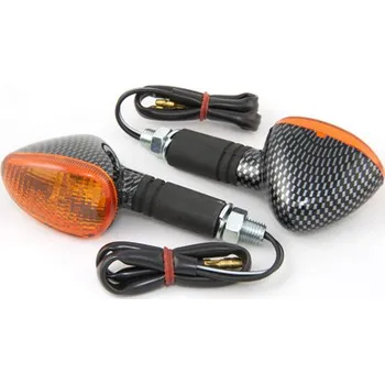 Osvětlení pro motocykl Moto-blinkry "Little Duke" carbon oranžové dlouhé, pár 10W