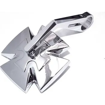 Zrcátko pro motocykl Zrcátko na konec řídítek Highsider "Iron Cross" chrom