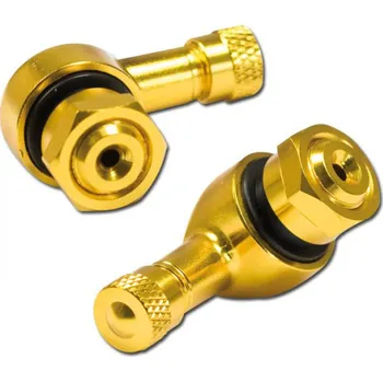 Duše na kolo Ventilky hliníkové 90° zlaté, pár