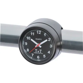 Hodinky Analogové hodiny T&T černé, hodinky na motorku (Uchycení na řidítka)